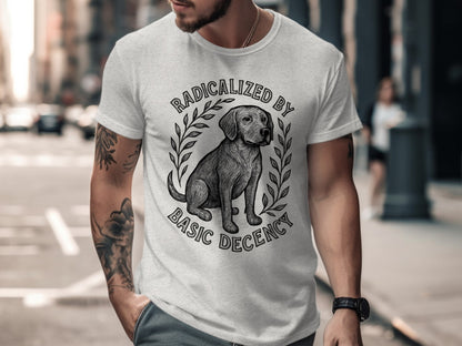 Radicalized by Basic Decency Dog T-shirt product