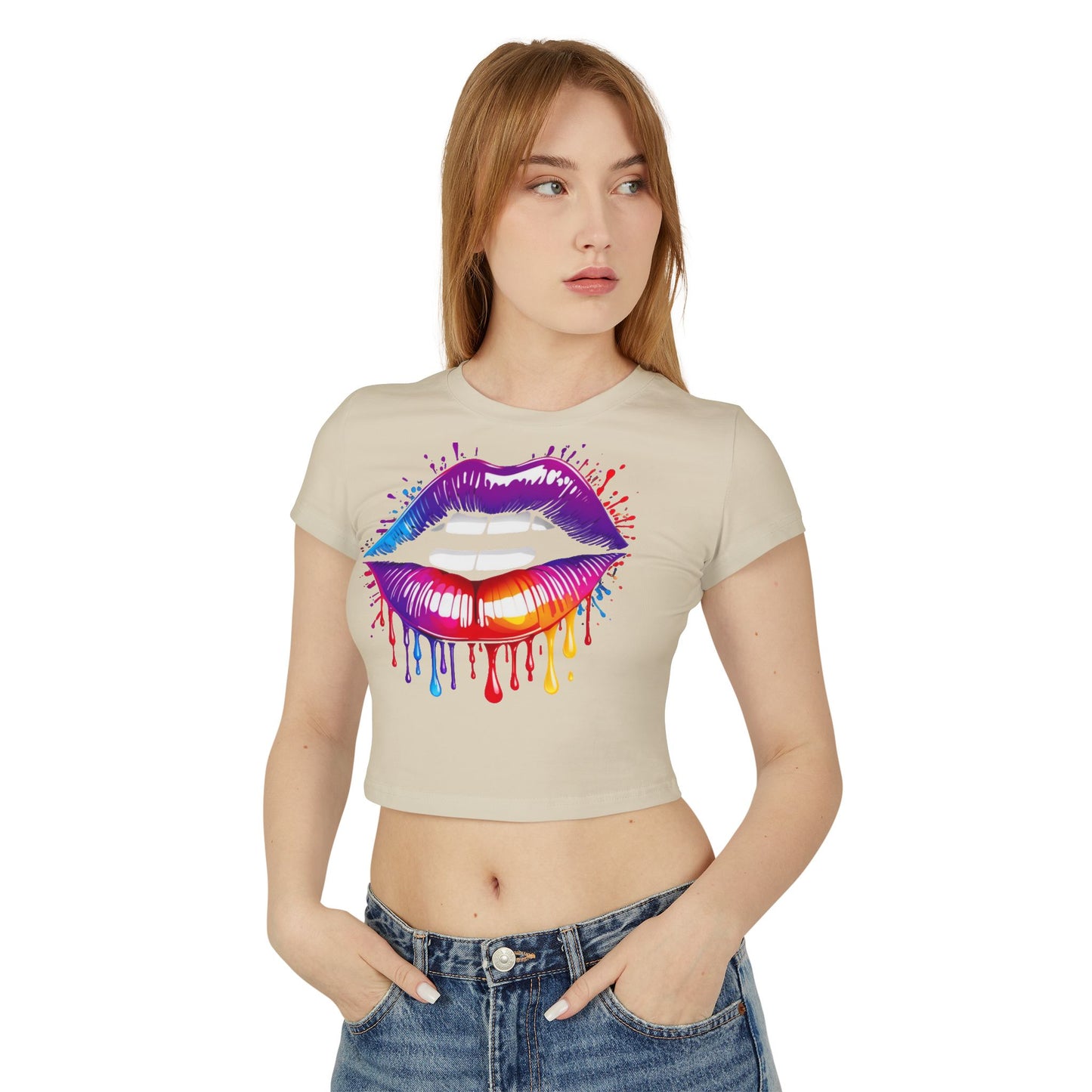 Pride babby tee Colorful Lip Print Women's Baby Tee - Perfect for Casual Outings and Celebrations