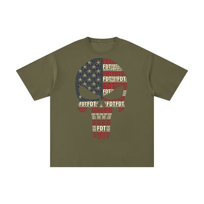 FDT Skull USA Flag Unisex Pure Cotton T-Shirt