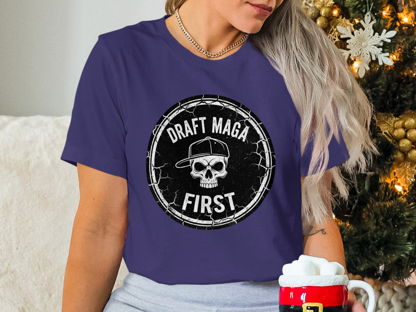 Draft Maga First Skull Hat Design Shirt