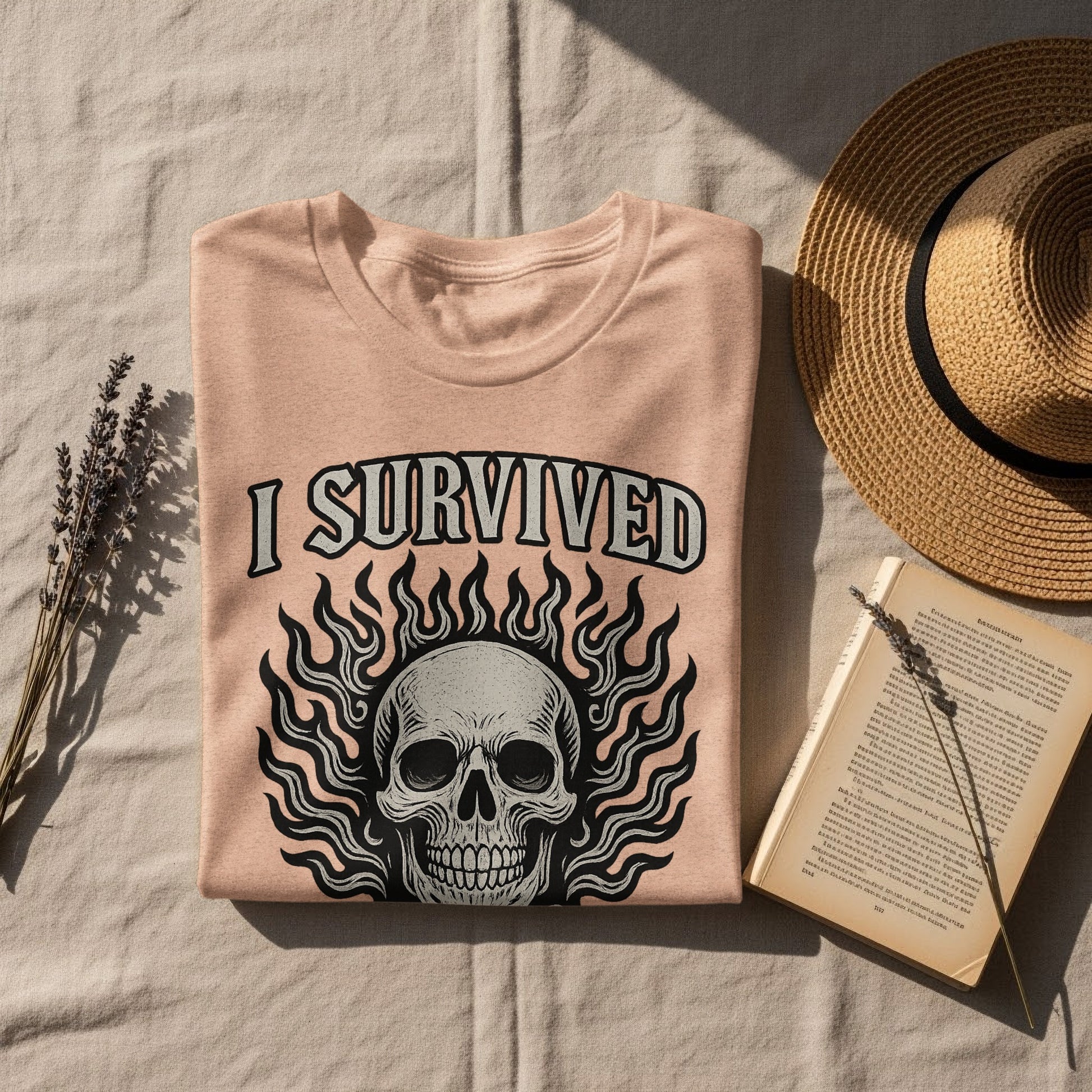 I Survived Skull Design Graphic Tee Shirt