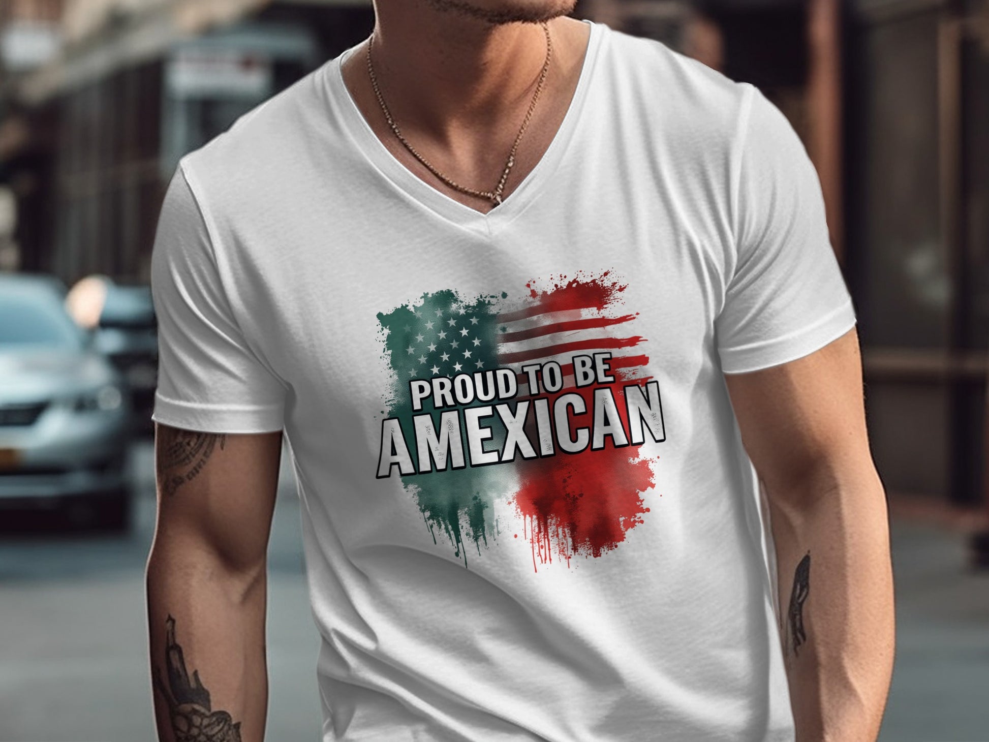 Proud To Be American Flag Graphic V-Neck T-Shirt product