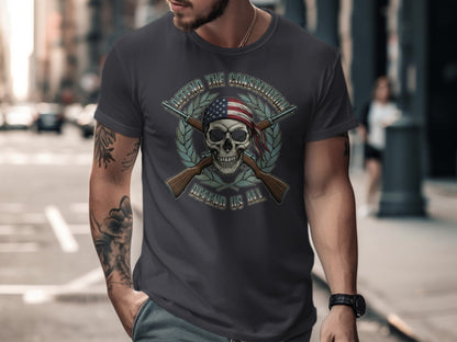 Defend The Constitution American Skull Graphic Tee