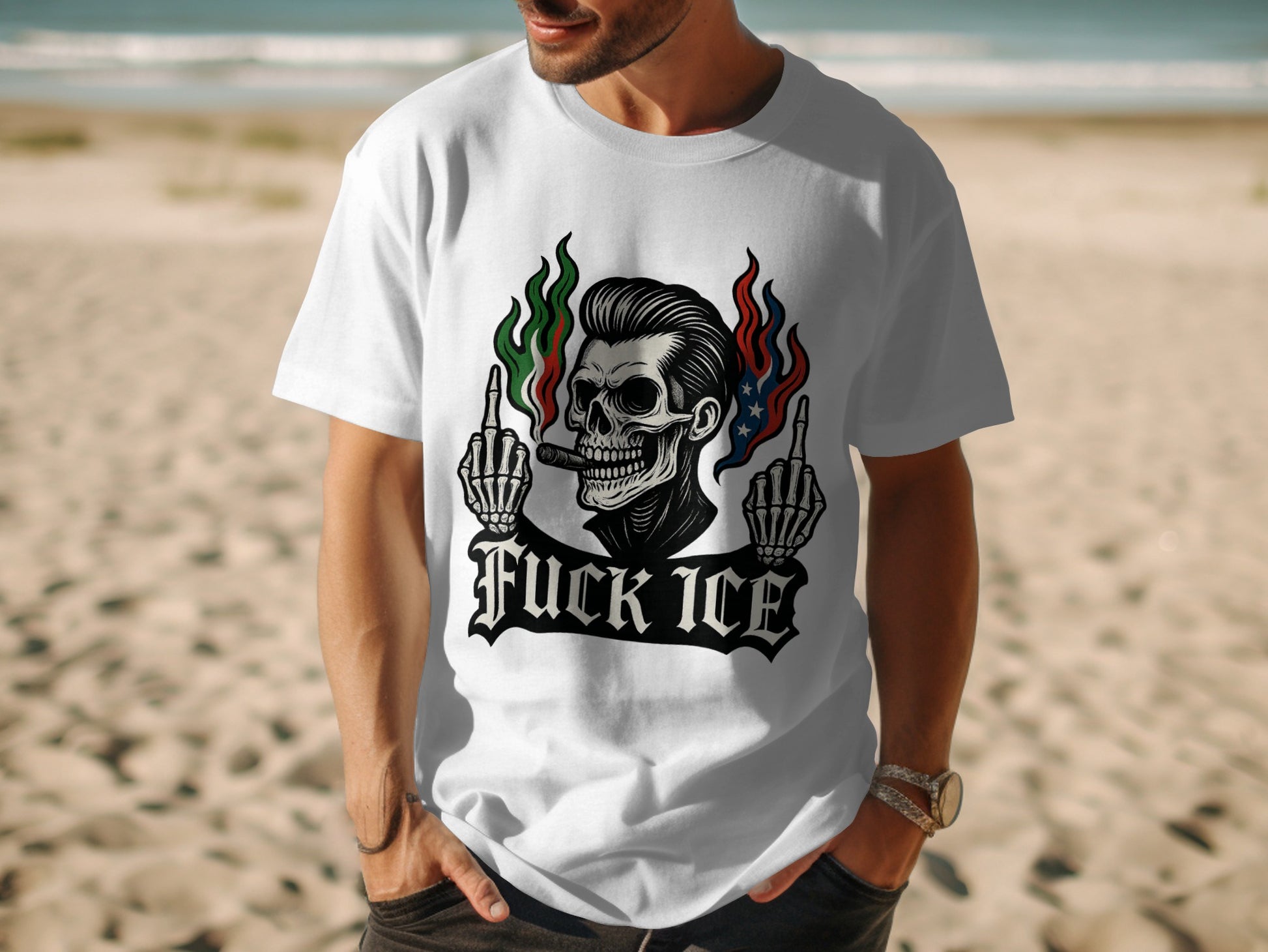 Fuck Ice Skull Design Men's Tee Shirt Product Type