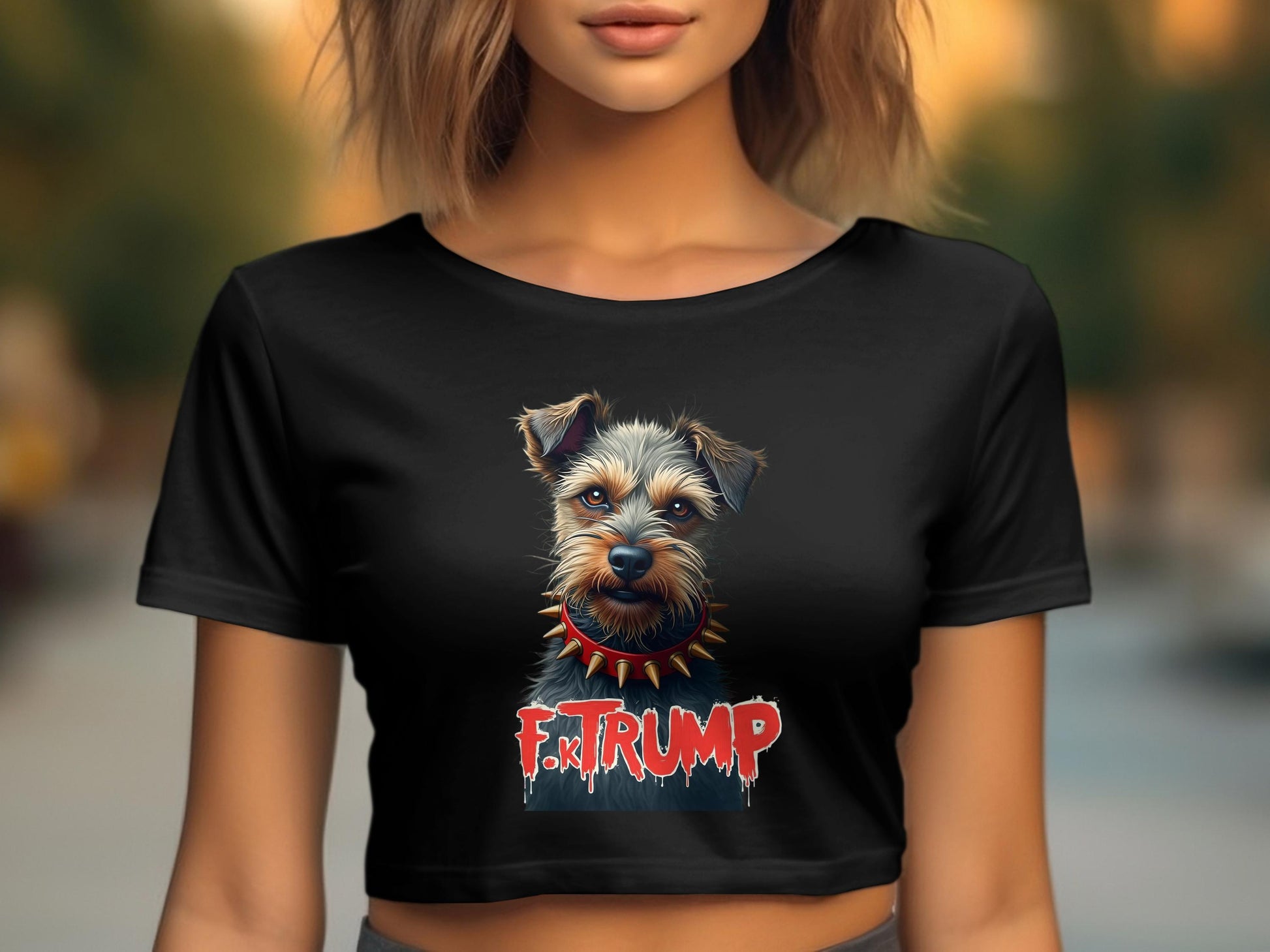 F Trump Dog Graphic Cropped Top product type