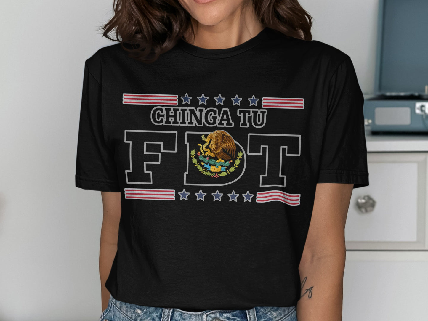 Chinga Tu FDT Patriotic Graphic Tee Shirt Product