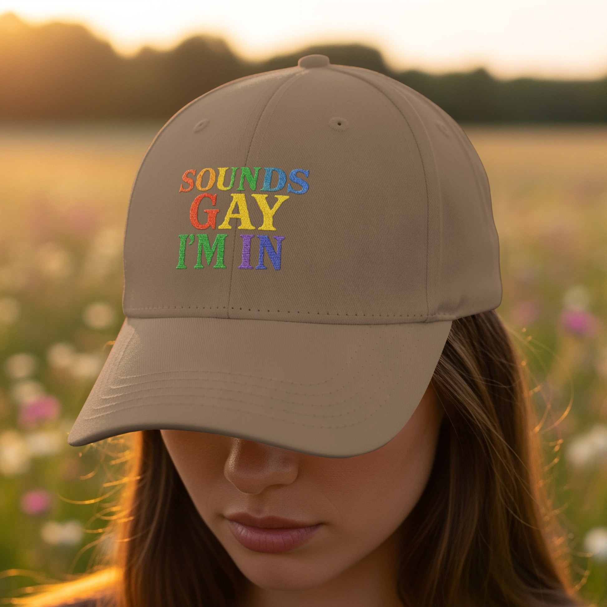 Sounds Gay I'm In Embroidered Cap product type