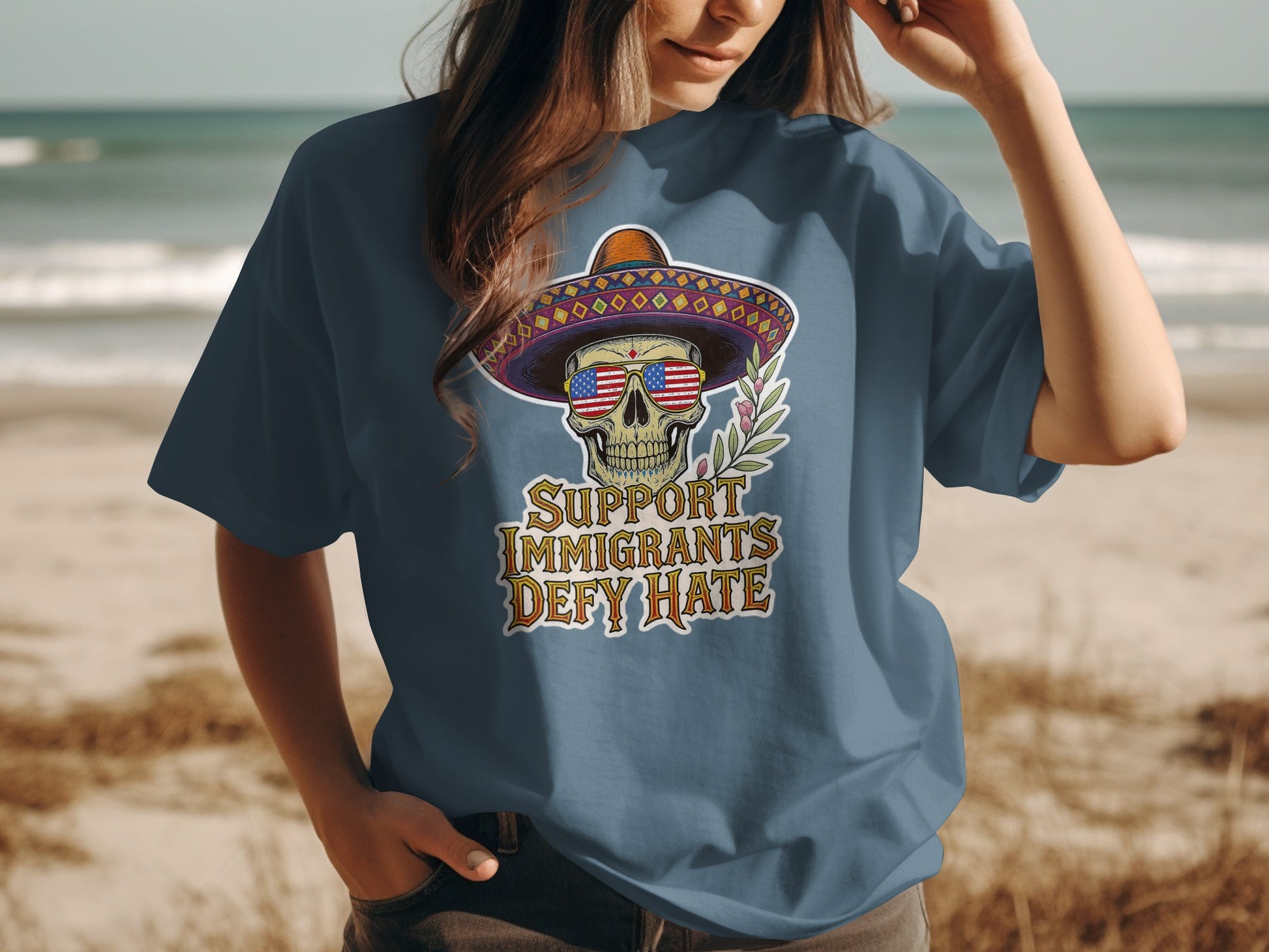 Support Immigrants Defy Hate Graphic T-shirt product type