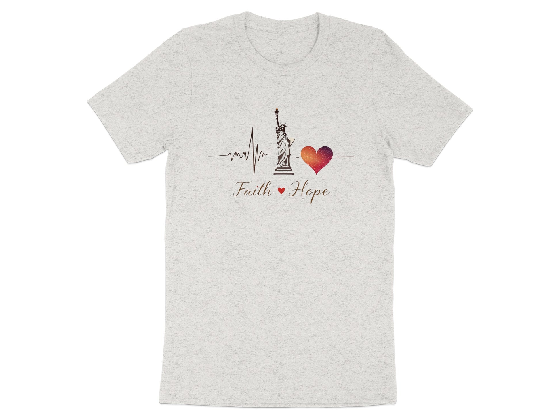 Faith Hope Statue of Liberty Heartbeat Graphic Shirt product type