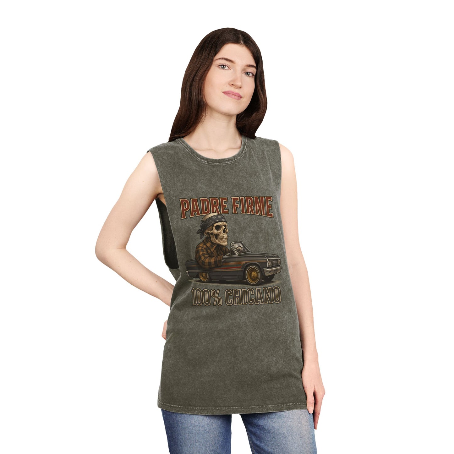 Chicano-Inspired Stonewash Tank Top, Vintage Vibe Tee, Perfect for Summer, Festival Wear, Ideal Gift for Music Lovers