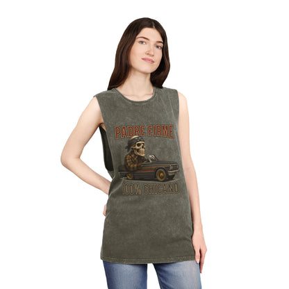 Chicano-Inspired Stonewash Tank Top, Vintage Vibe Tee, Perfect for Summer, Festival Wear, Ideal Gift for Music Lovers
