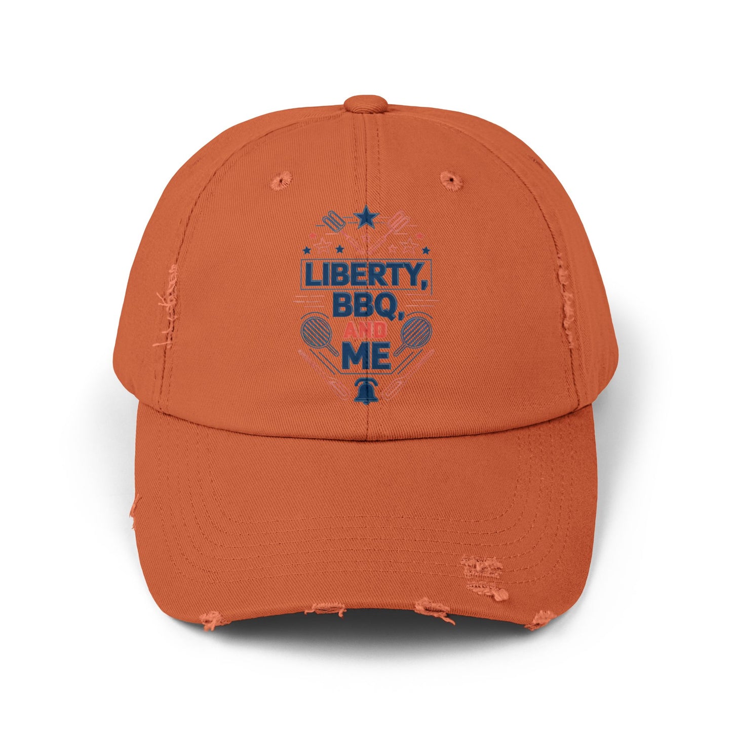 Liberty BBQ Unisex Distressed Cap - Perfect for Summer Grilling and Independence Day Celebrations