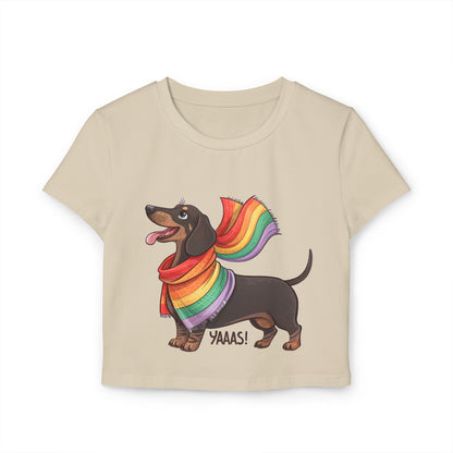 Rainbow Dachshund Women's Baby Tee – Fun & Whimsical Pride Apparel