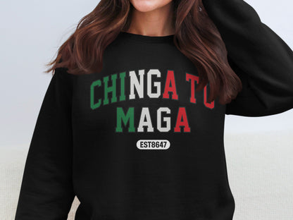 CHINGA TU MAGA EST8647 Graphic Print Black Sweatshirt