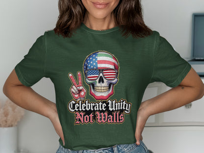 Celebrate Unity Not Walls Graphic Skull Tee product type