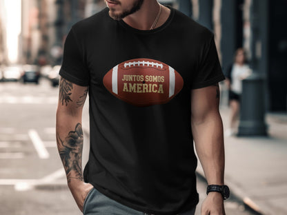 Juntos Somos America Football Graphic Tee for Sports Fans