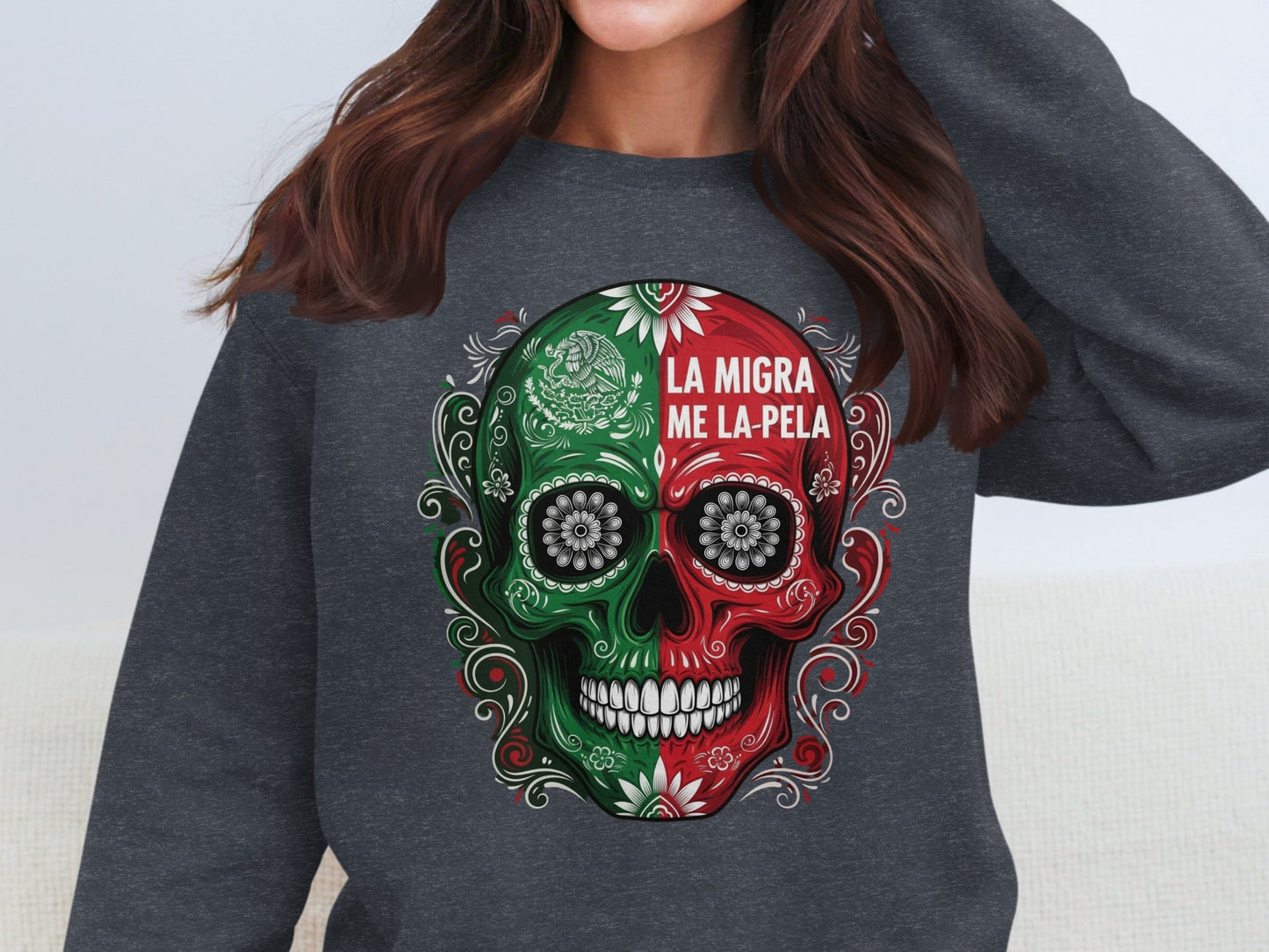 La Migra Me La Pela Skull Graphic Sweatshirt product