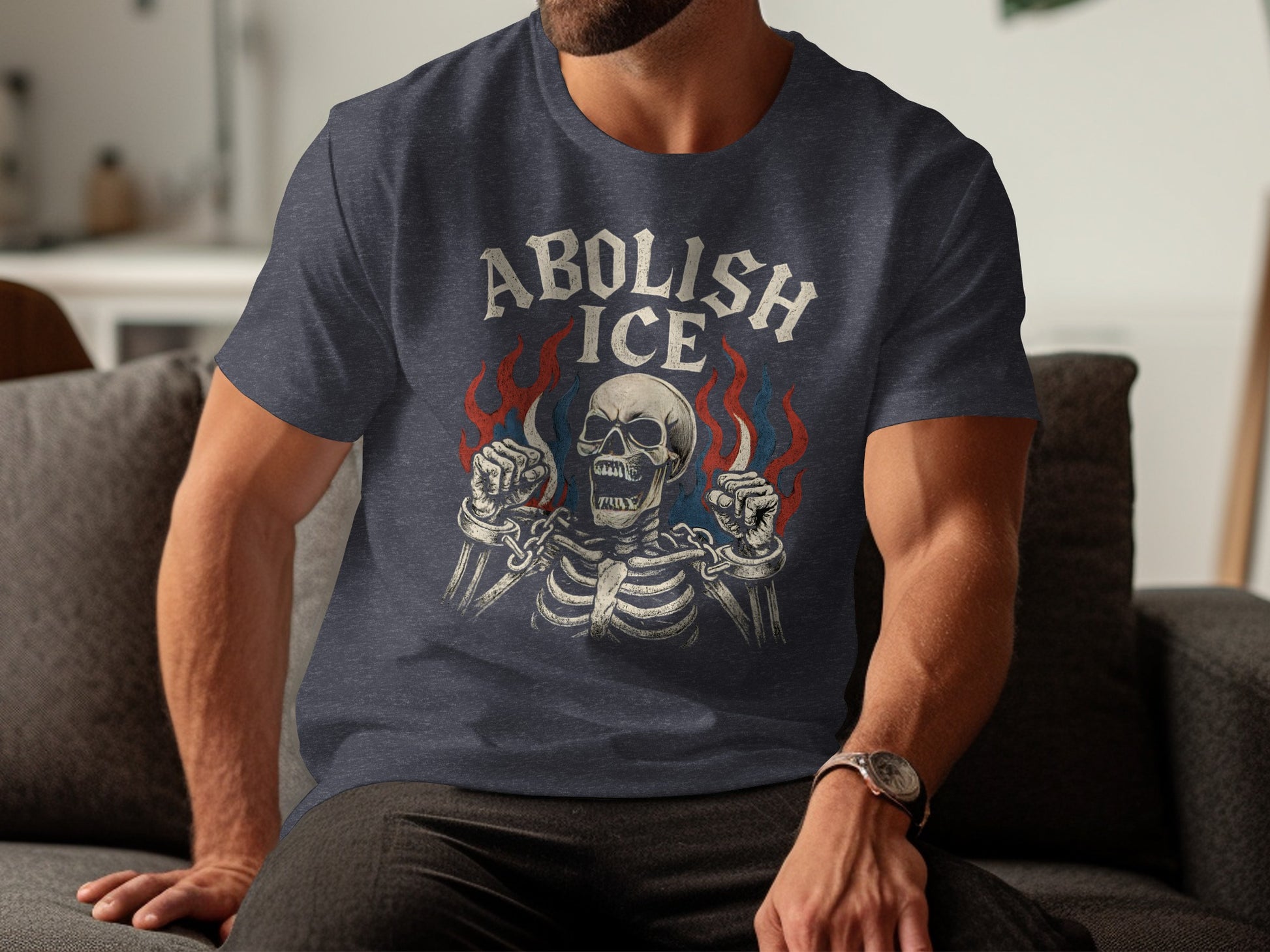 Abolish Ice Skeleton Chains Graphic Design T-Shirt product