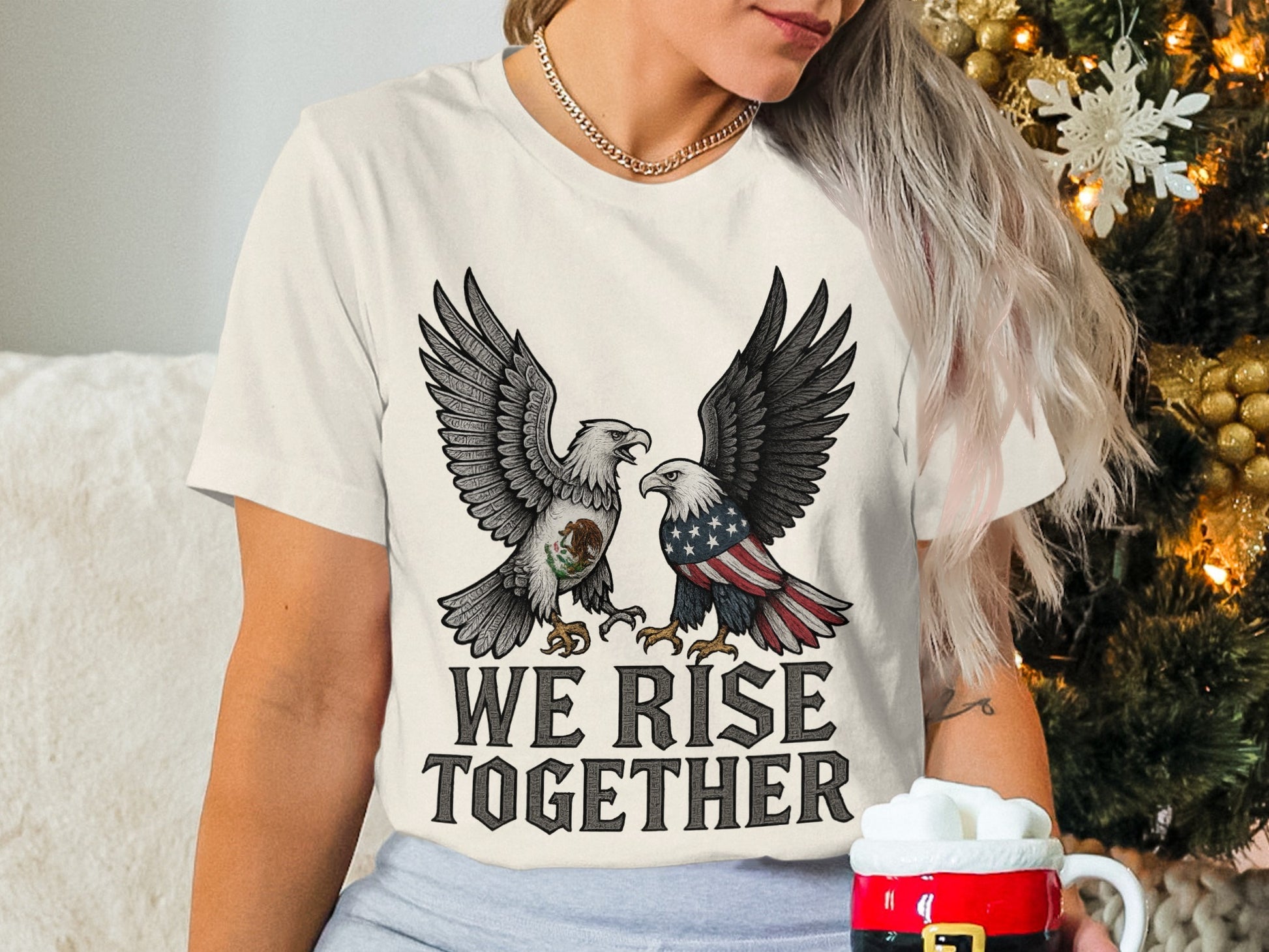 We Rise Together T Shirt with Eagles Design