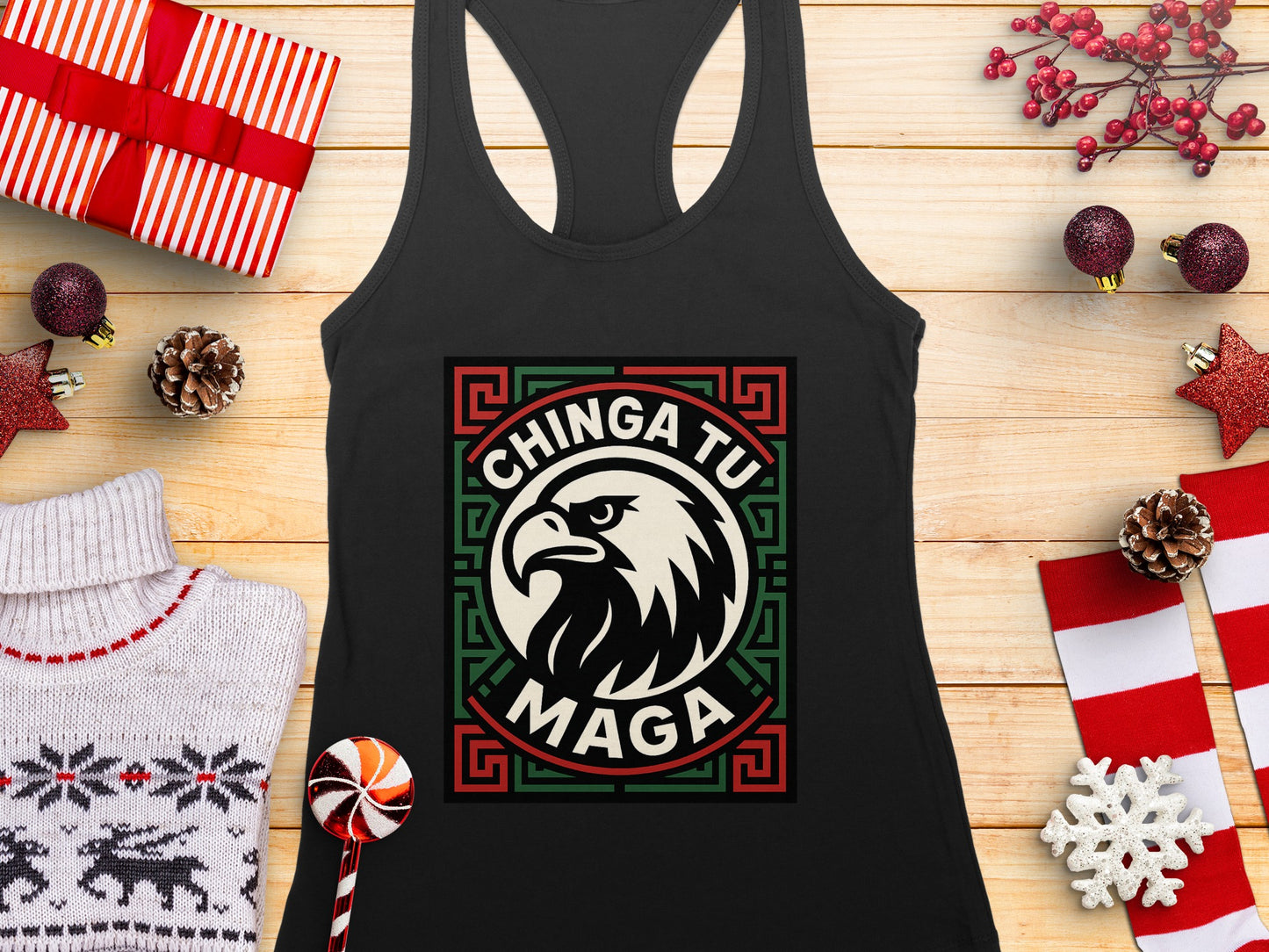 Chinga Tu Maga Eagle Festive Design Tank Top