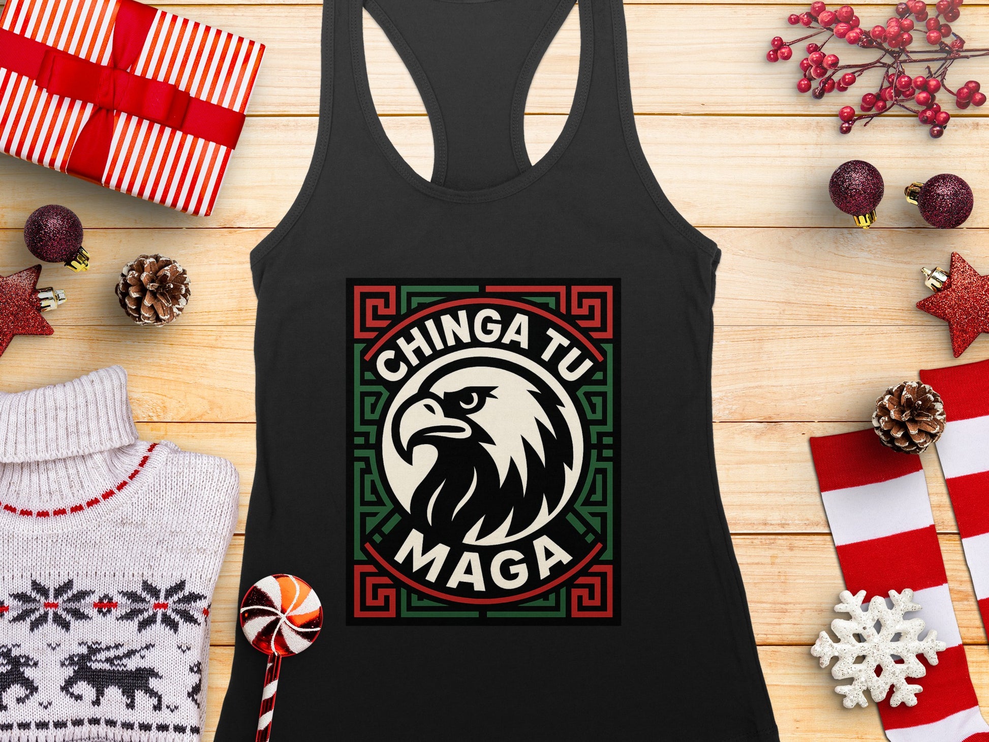 Chinga Tu Maga Eagle Festive Design Tank Top
