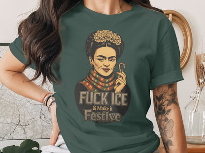 FUCK ICE & Make it Festive Graphic T-Shirt
