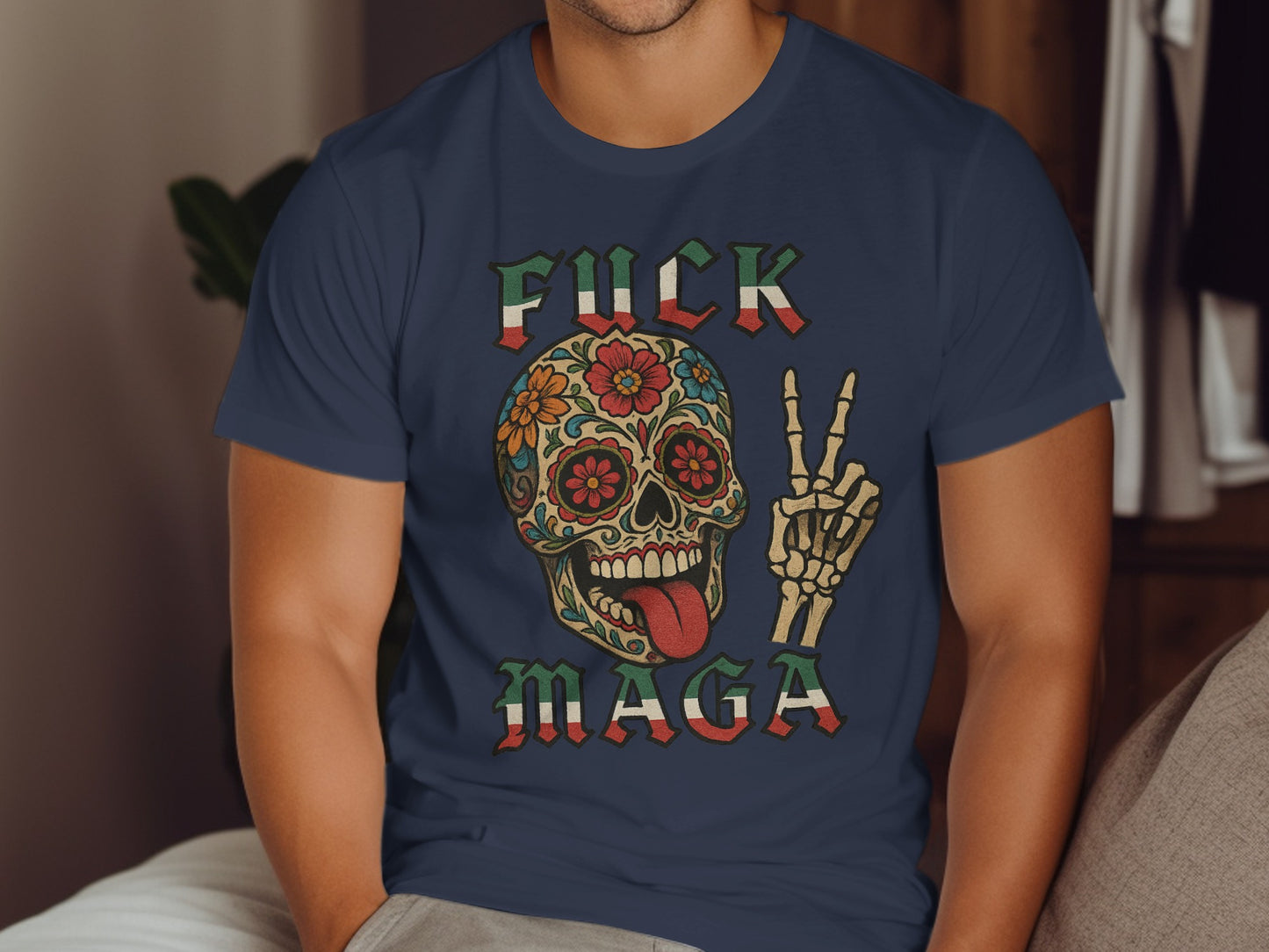 Fuck MAGA Skull and Peace Sign T-Shirt product