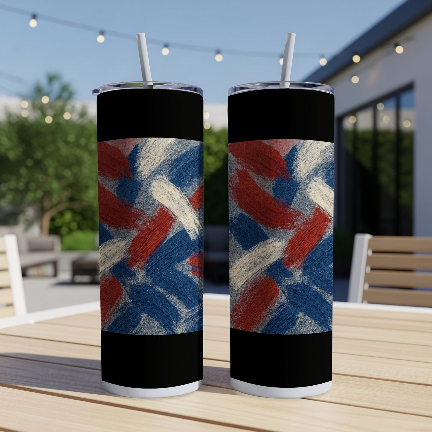 Abstract Blue Red and White Design Tumbler product