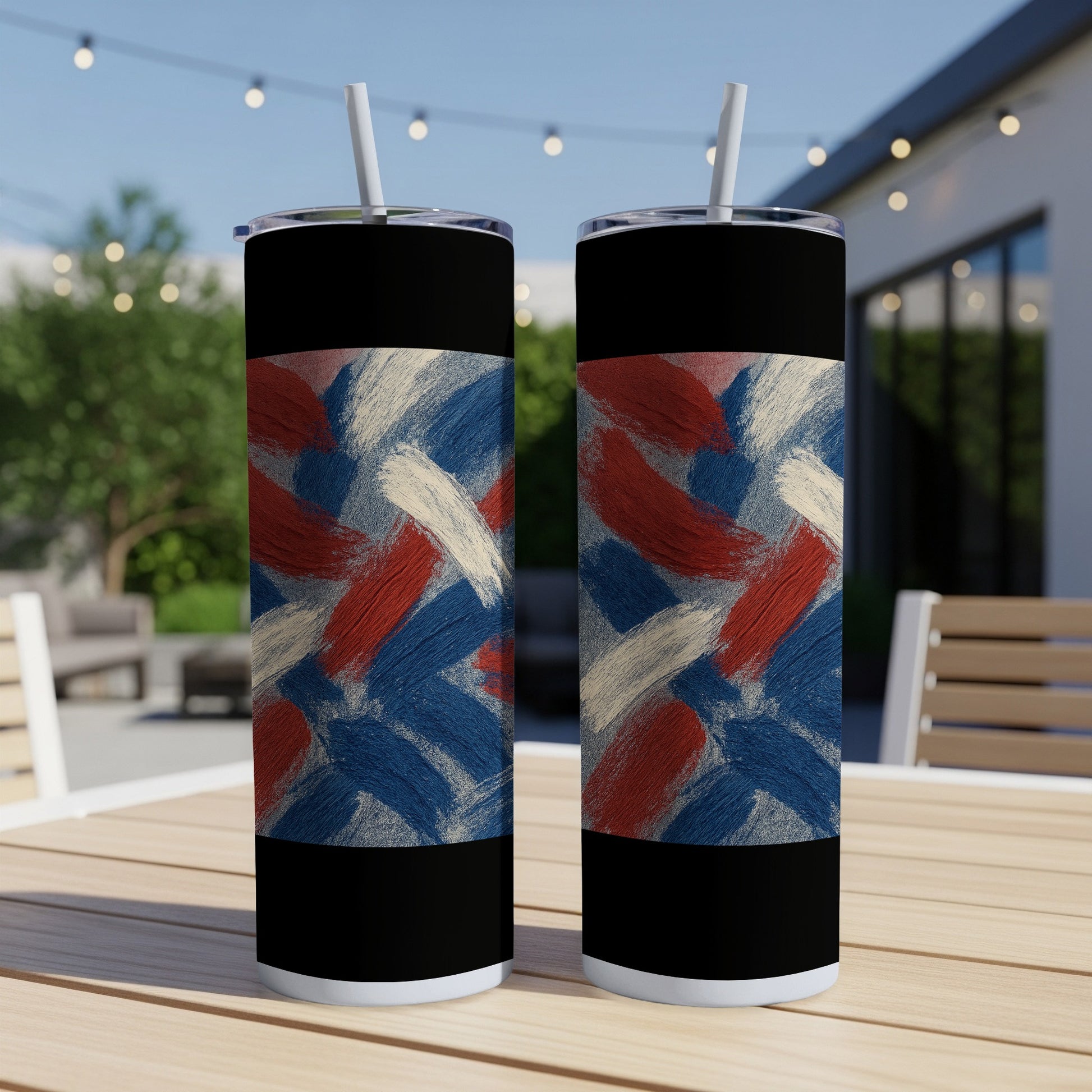 Abstract Blue Red and White Design Tumbler product
