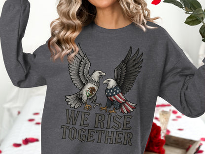 We Rise Together Bald Eagle Graphic Sweatshirt