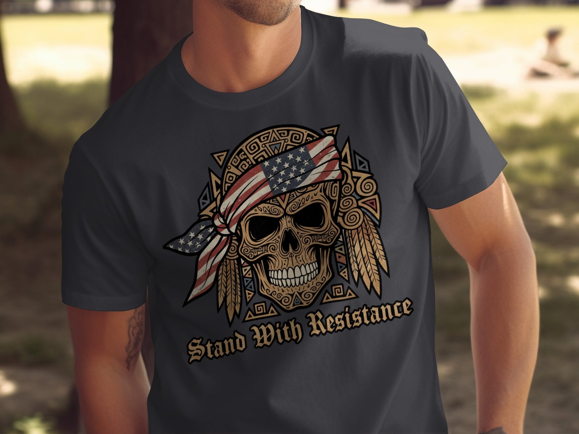 Stand With Resistance Skull Design T-shirt