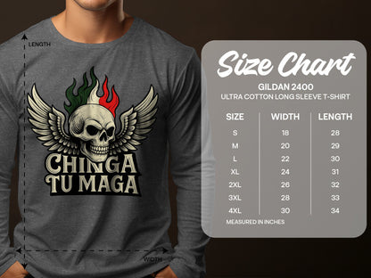 Chinga Tu Maga Skull Design Long Sleeve Shirt product