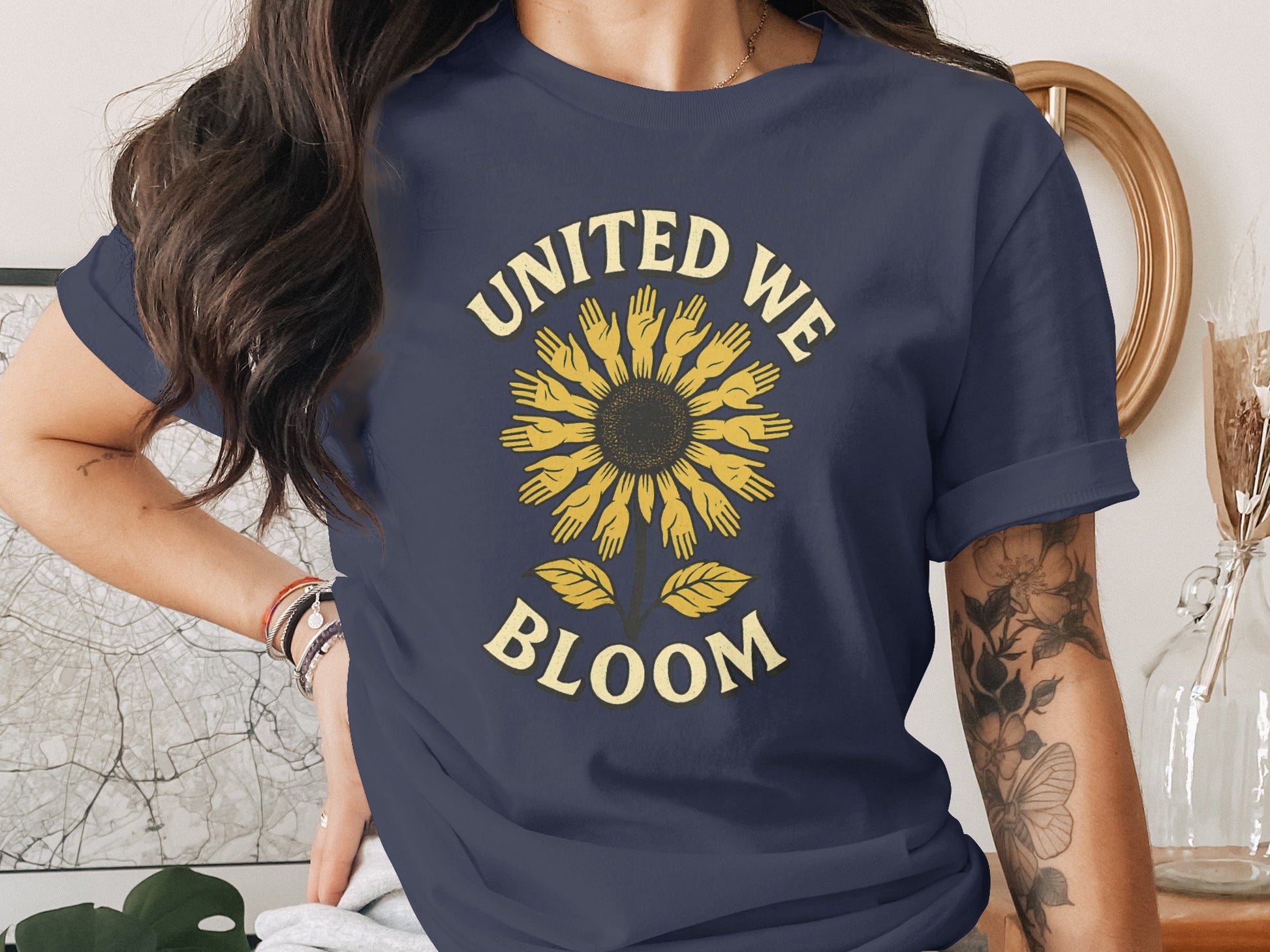 United We Bloom Sunflower Hands T-shirt product type