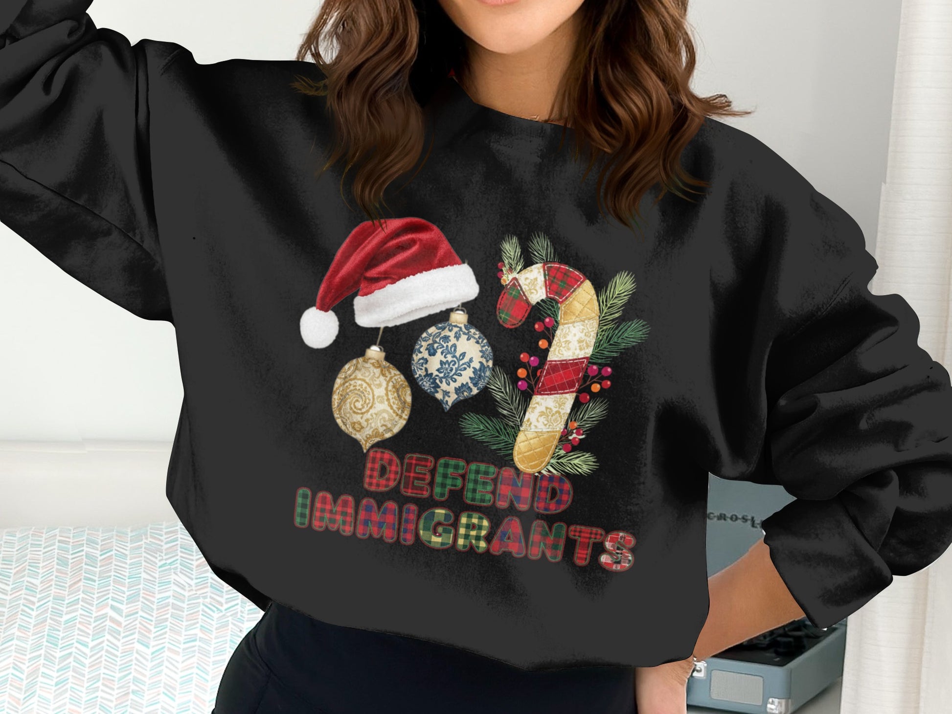 Defend Immigrants Holiday Season Graphic Sweatshirt