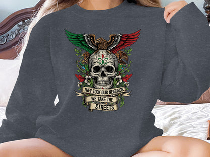 They Took Our Neighbor Skull Graphic Sweatshirt product