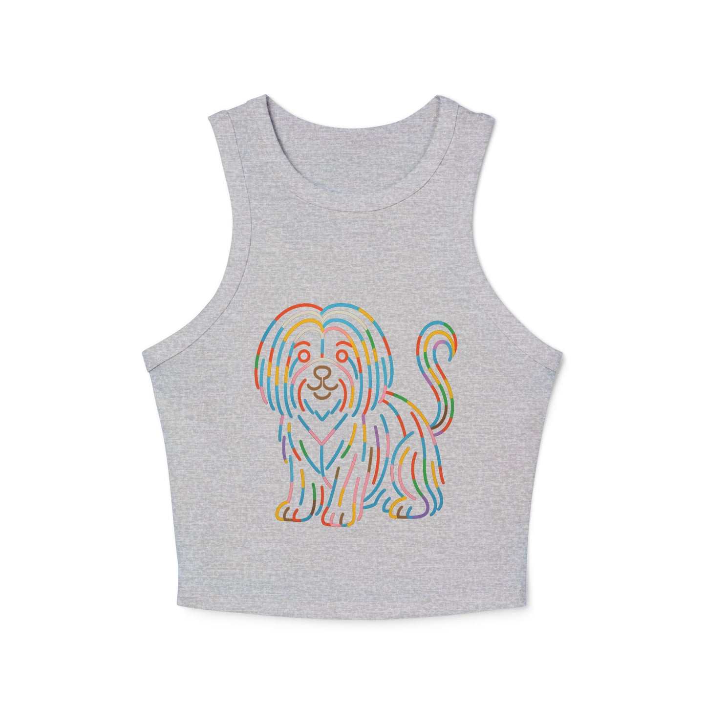 Pride tank top Colorful Dog Print Women's Micro Rib Racer Tank Top