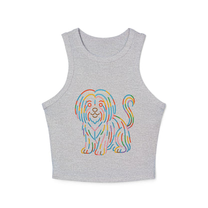 Pride tank top Colorful Dog Print Women's Micro Rib Racer Tank Top