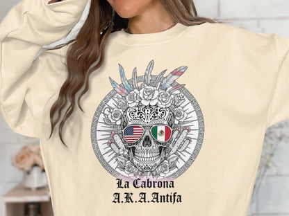 La Cabrona AKA Antifa Skull Graphic Sweatshirt