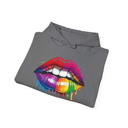 Pride hoodie Rainbow Dripping Lips Hoodie | Unisex Sweatshirt for Pride, LGBTQ+ Events, Casual Wear, Gift Idea, Vibrant Streetwear