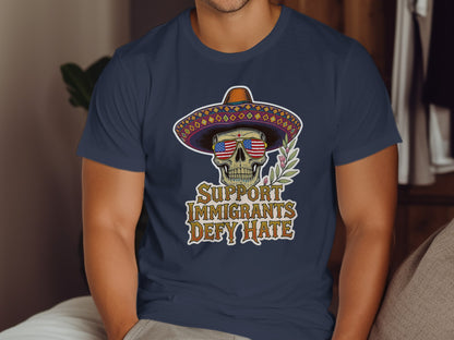 Support Immigrants Defy Hate Skull Hat T-shirt product type
