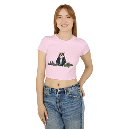 Funny Cat Graphic Women's Baby Tee - Cool Street Style