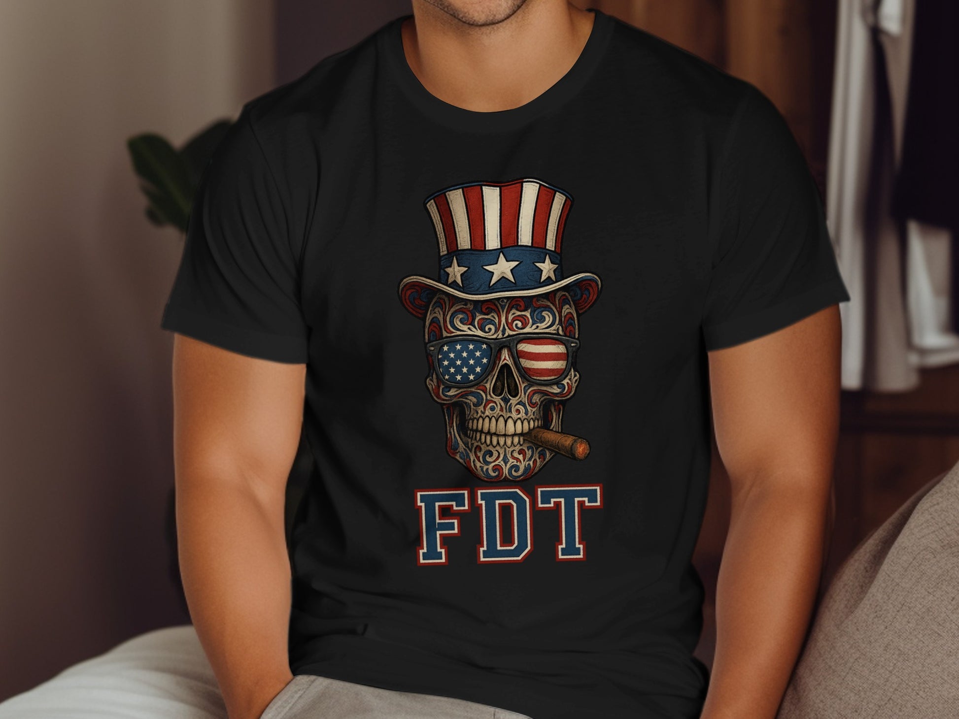 Patriotic Skull FDT Graphic Print T-Shirt product type