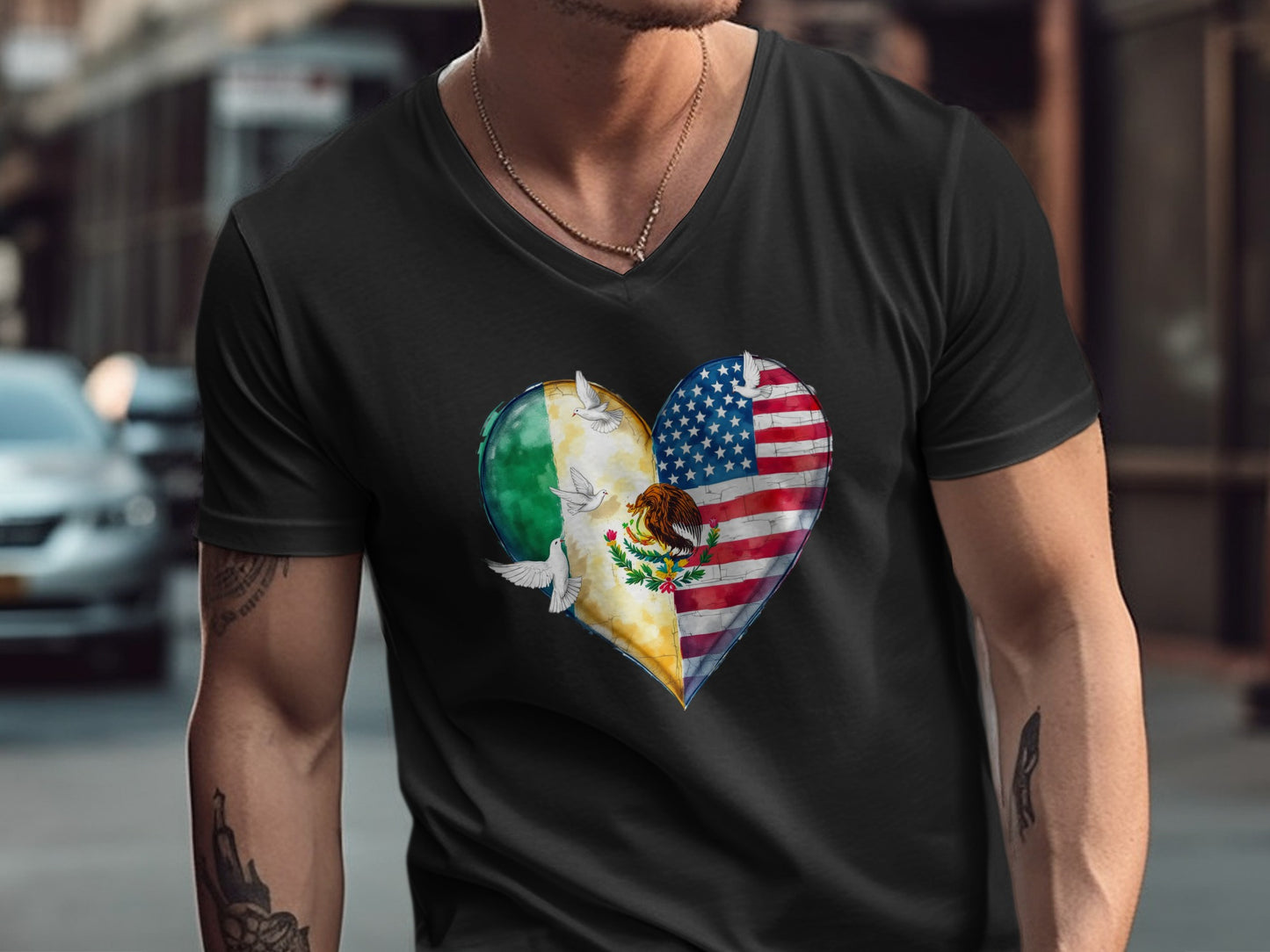 Heart Design with Flags Graphic T-Shirt product