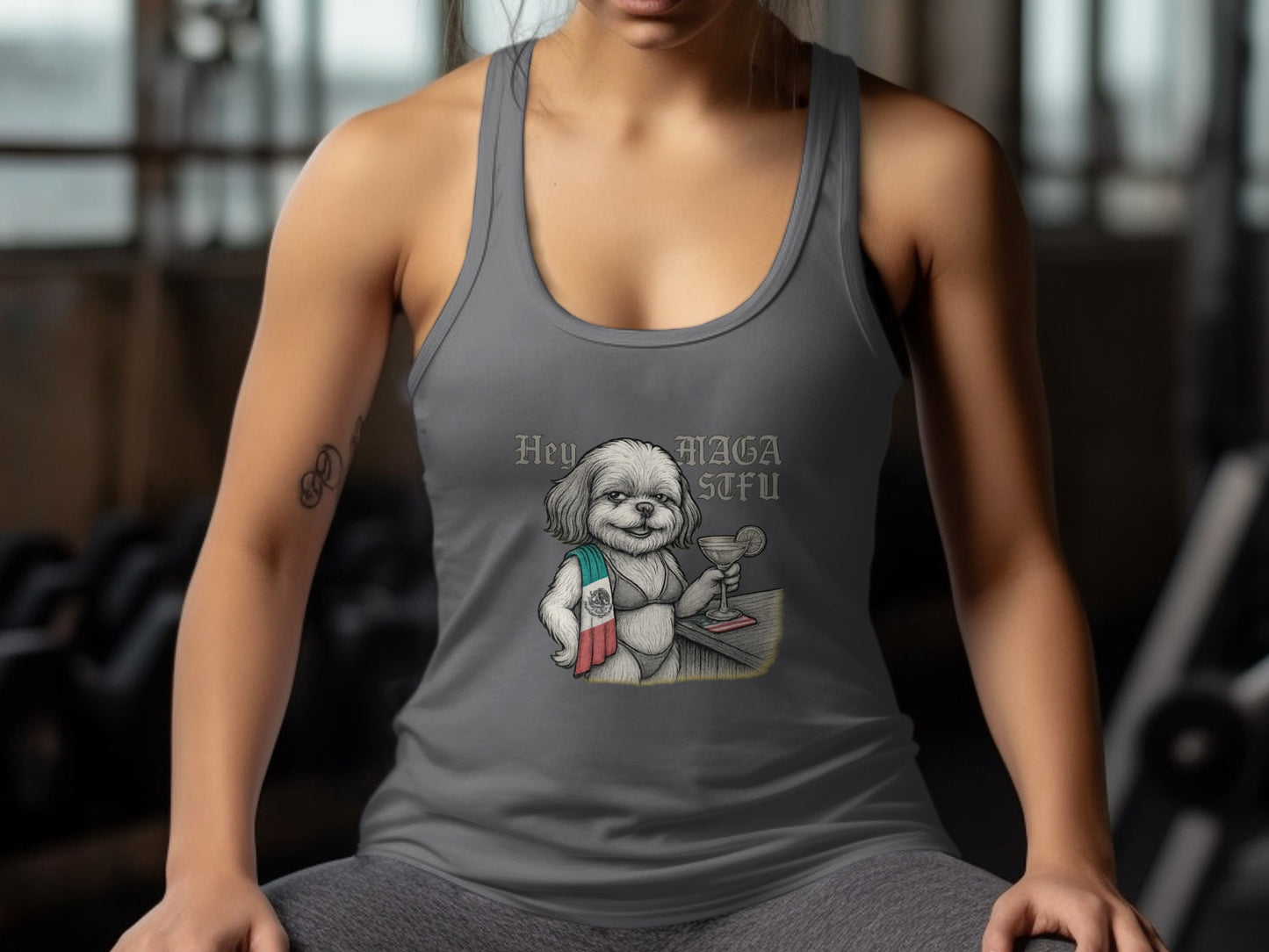 Hey Waga Fufu Dog Theme Racerback Workout Tank Top product