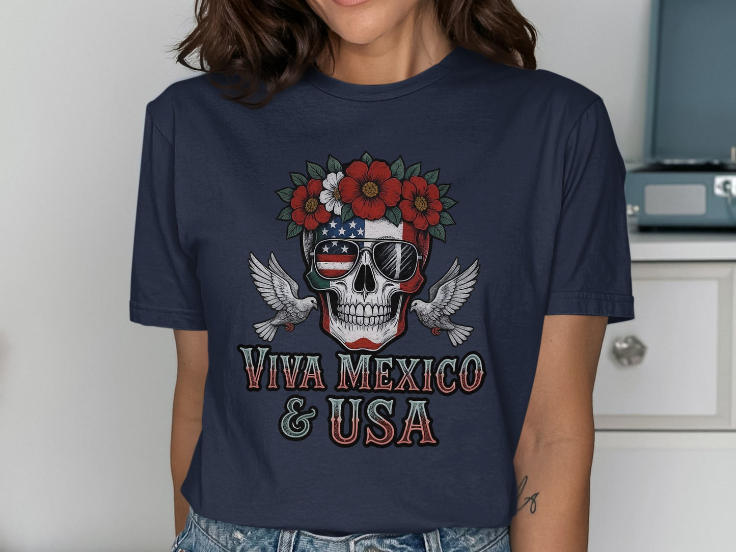 Viva Mexico and USA Skull Graphic T-shirt product type