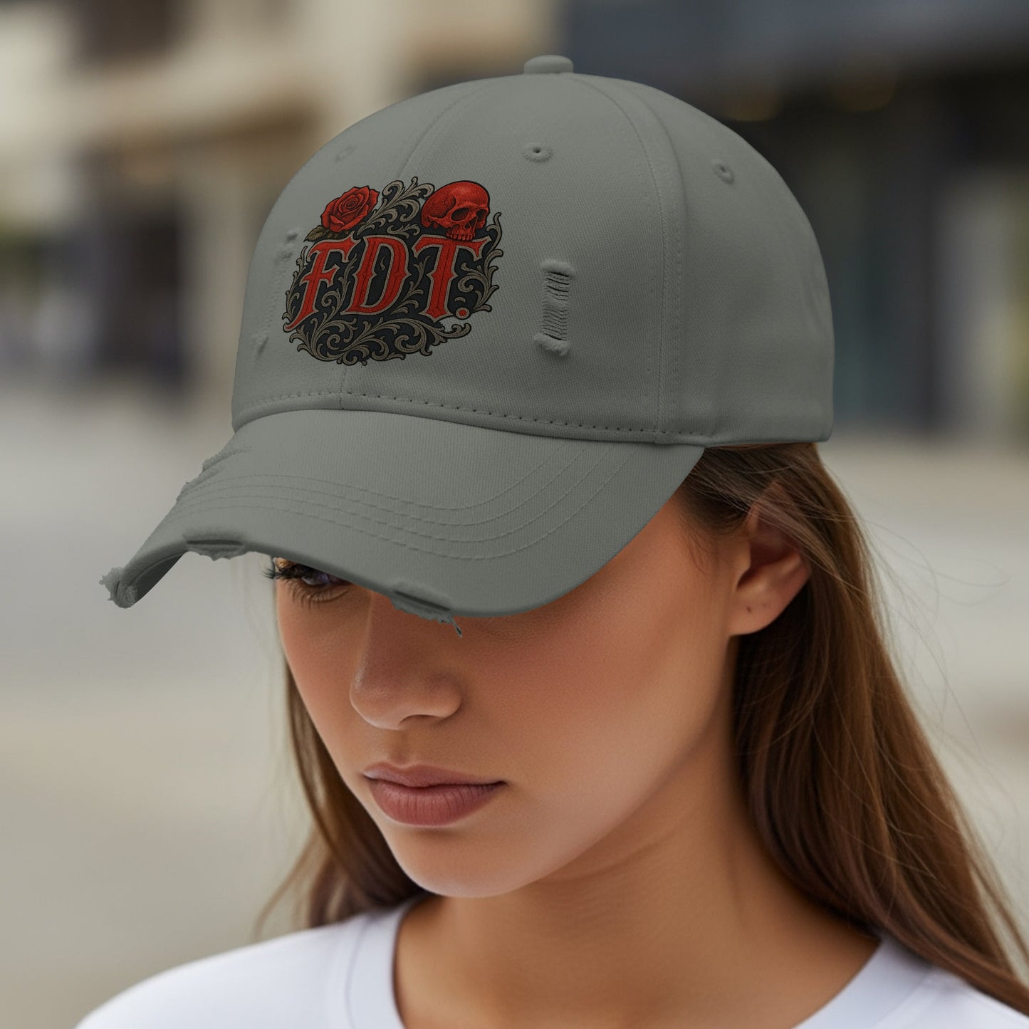 Distressed FDT Logo Baseball Cap Fashion Accessory