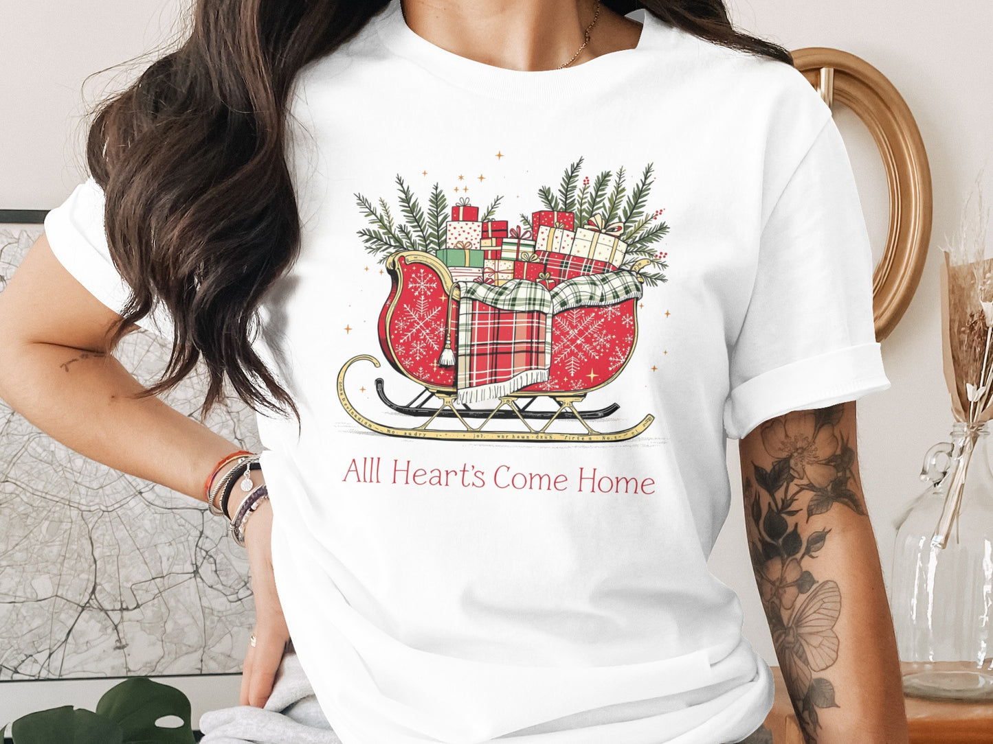 All Heart's Come Home Christmas Sleigh T-shirt