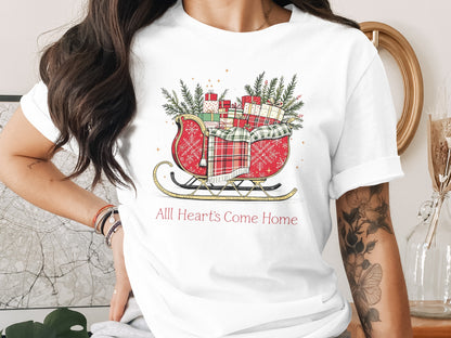 All Heart's Come Home Christmas Sleigh T-shirt
