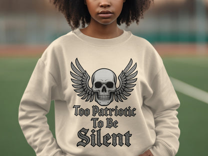 Too Patriotic To Be Silent Skull Graphic Sweatshirt