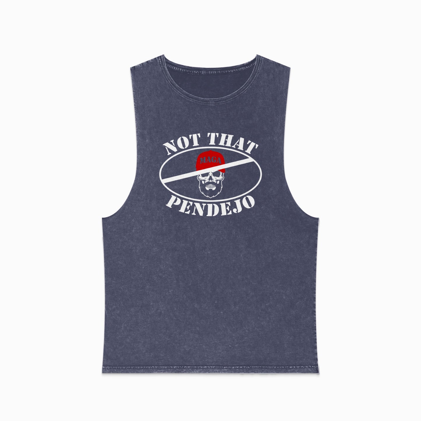 Muscle tank top with skull graphic and text "NOT THAT PENDEJO".